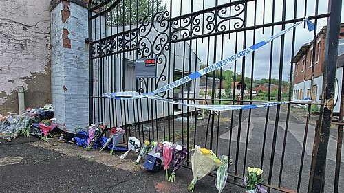 Flowers at the gate of Fairfield estate