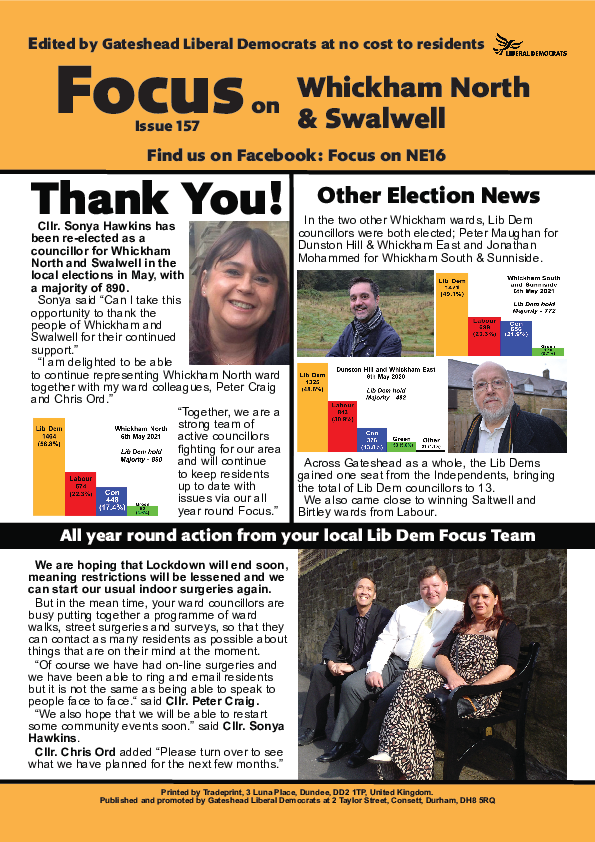 Focus - Whickham North - Issue 157 Summer 2021