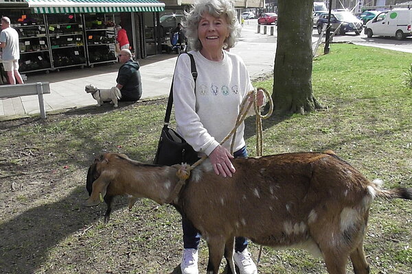 Cllr Ord with Nettle the Goat
